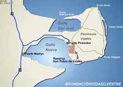 Mapa de la zona de Valdés