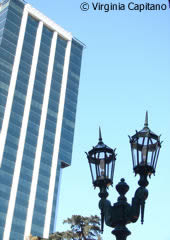 Modern building and a streetlamp