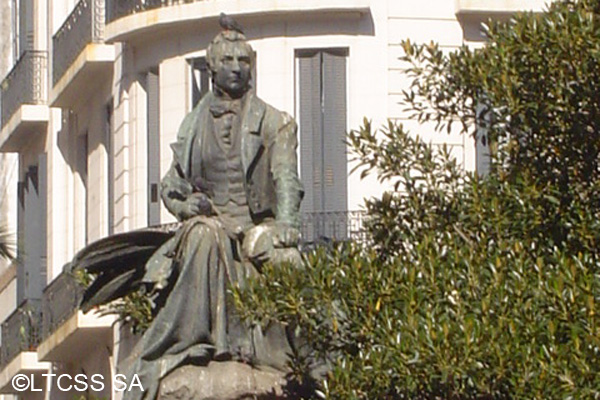 The bronze statue of Mariano Moreno, a politician who had a significant role in the Independence of Argentina