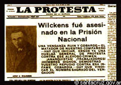 Periódico obrero informando acerca del homicidio de Wilckens