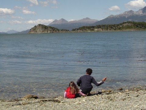 Playing facing Beagle Channel - Ushuaia - End of the World